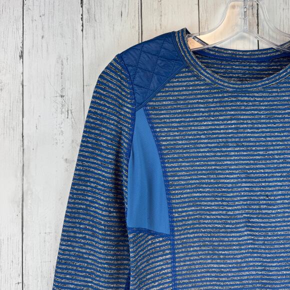 Lululemon Run Slope Stripe Limitless Blue Ice Queen Long Sleeve Shirt Size 4 - Picture 3 of 13